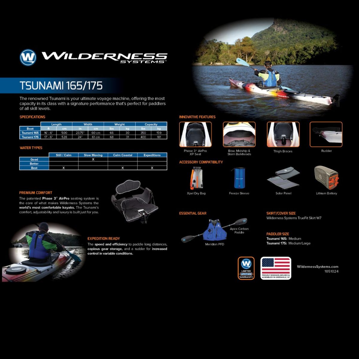 Wilderness Systems Tsunami 175 Touring Kayak with Rudder - Image 2